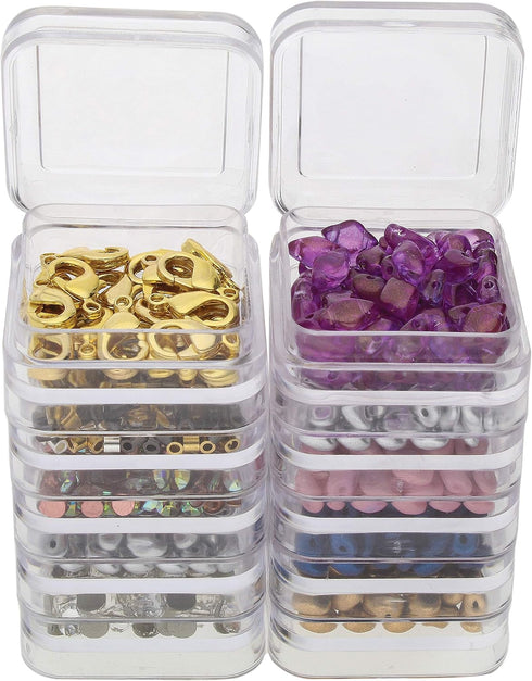 The Beadsmith Personality Case – 2 Clear Square Stacker Jar Set – Each Stack Measures 1.25 x 2.3 inches - Total 10 Jars and 2 lids, for Storage of...