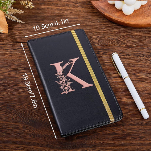 MHJY Checkbook Covers for Personal Checkbook, RFID Blocking Checkbook Holder Alphabet Checkbook Cover for Duplicate Checks, Black K...