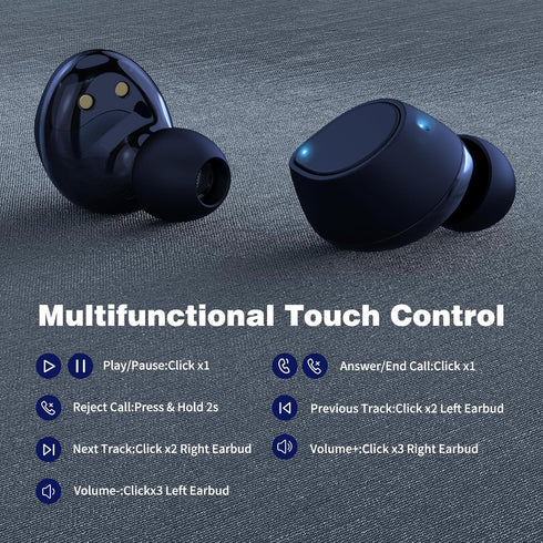 5.2 Bluetooth Headphones for iPhone 15 14 Pro Max 13 Mini iPad, True Wireless Earbud Touch Control in-Ear Buds Earphone for Google Pixel 8 7 6A 6 ...