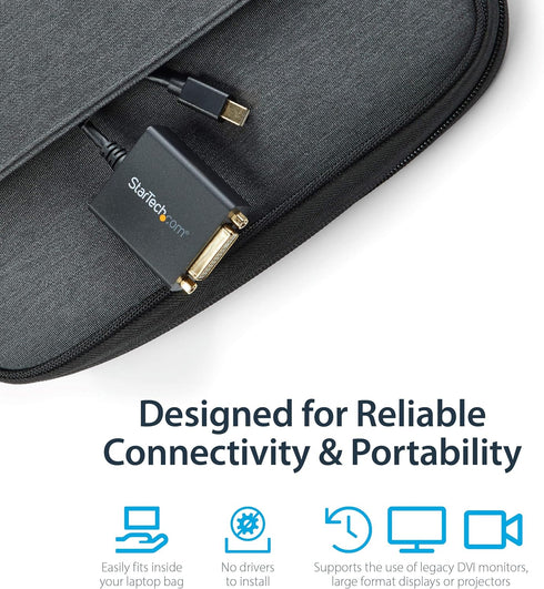 StarTech.com Mini DisplayPort to DVI Adapter - Mini DP to DVI-D Converter - 1080p Video - VESA Certified - mDP or Thunderbolt 1/2 Mac/PC to DVI Mo...