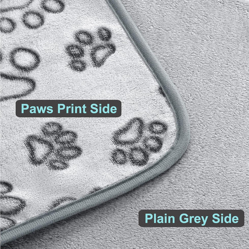 UTTPLL Stuffed-Premium-Dog-Blankets-Flannel Pet Printed Throw Soft Fluffy Fleece Cat Blanket Washable Sleep Mat Puppy Essentials Grey Cute Paw Med...