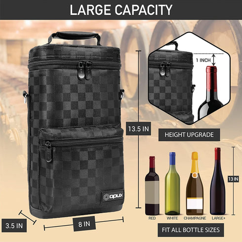 opux Wine Bag 2 Bottle Wine Tote Carrier, Insulated Wine Cooler Bag for Travel Picnic, Leakproof Portable Bottle Padded Case, Wine Gifts For Women...