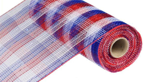 4th of July Deco Poly Mesh, Red White Blue - 10 inches X 10 Yards...