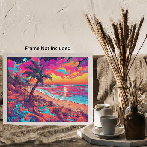 Posterizer 1 pcs- psychedelic funky hippie colorful landscap 9-Abstract & Modern Art-Fantasy & Fiction Art- Living Room Bedroom Decor- unframed wa...