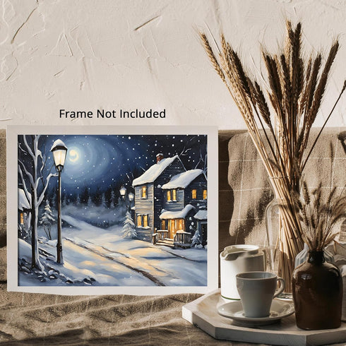 Posterizer 1 pcs- quaint old village-building in nature-night sky 17-Landscape & Nature Art-Floral Botanical Art- Decor for Home & Office- unframe...