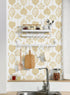 16.1"x118"Peel and Stick Wallpaper Boho White and Gold Wallpaper Leaf Textured Vintage Wallpaper Self Adhesive Wallpaper Removable Wallpaper Vinyl...
