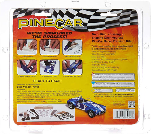 Woodland Scenics Pine Car Derby Racer Premium Kit, Blue Venom (P3950)...