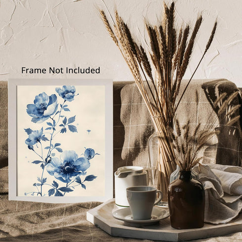 Posterizer 1 pcs-baby blue dainty flowers for chic decor-Floral & Botanical Art-Abstract & Modern Art-Decor for Home & Office- UNFRAMED Wall Art...