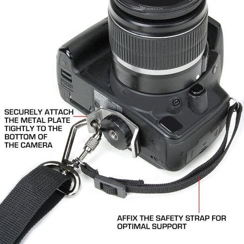 USA Gear Camera Sling Shoulder Strap with Adjustable Neoprene, Safety Tether, Accessory Pocket, Quick Release Buckle - Compatible with Canon, Niko...
