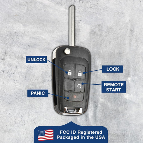 KeylessOption Key Fob Replacement for 2010 2011 2012 2013 2014 2015 2016 2017 2018 2019 GMC Terrian Buick Encore Chevrolet Impala Sonic Remote, 4-...