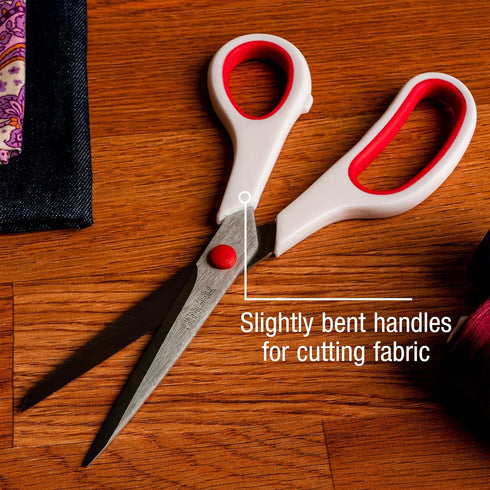 SINGER 00445 8-1/2-Inch, 3-Pack Fabric Scissors with Comfort Grip, Red & White, 3 Count...