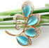 Navachi 18k Gold Plated Opal Leaves Crystal Branches Brooch Pins...