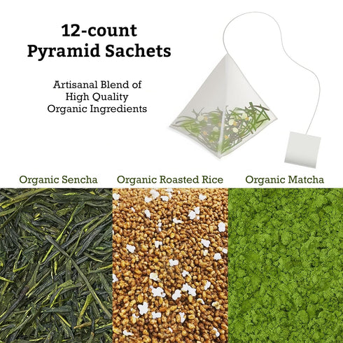 SUGIMOTO TEA Japanese Organic Matcha Genmaicha Tea Bags 12 Count Pack of 1...