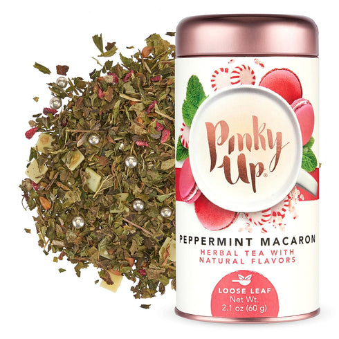 Pinky Up Peppermint Macaron Loose Leaf Tea Herbal Tea, Caffeine Free, Naturally Low Calorie & Gluten Free 2.1 Ounce Tin, 25 Servings...
