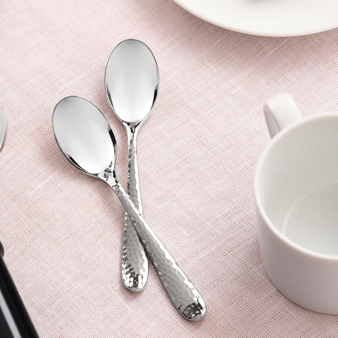 Hudson Essentials Hammered Demitasse Espresso Spoons, 4.6-inch Mini Coffee Spoons, 18/10 Stainless Steel Small Spoons for Dessert, Coffee, Tea, Se...