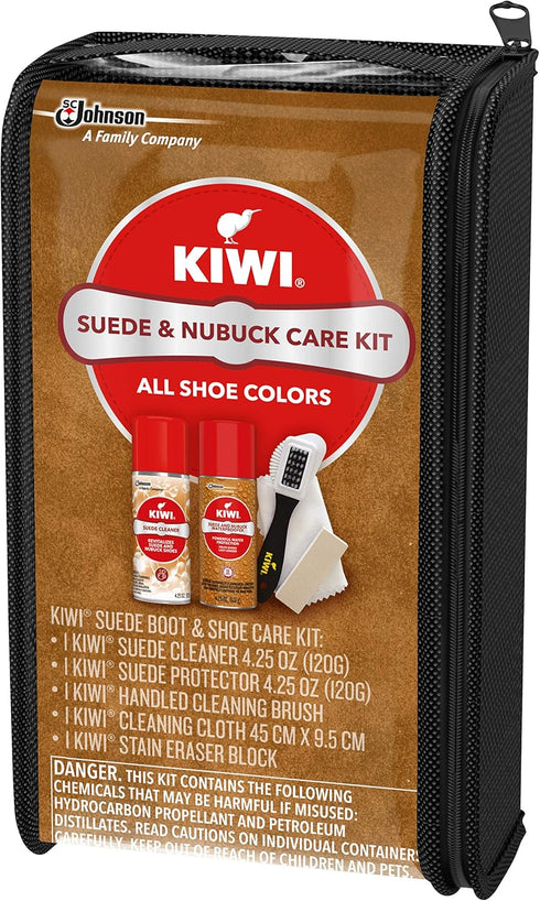 KIWI Suede and Nubuck Shoe Cleaner Kit | For Shoes, Boots, and More | Includes Cleaner, Protector, Brush, Cloth, Eraser Block...