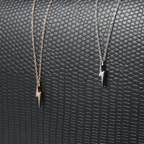 Geometric Zig Zag Flash Electrify Lightning Bolt Dangle Stud Earrings Pendant Necklace CZ Zig Zag for Women & Teens Yellow Rose Gold Plated .925 S...