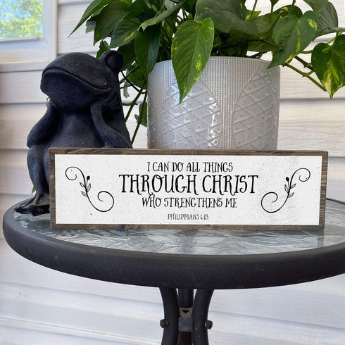 Christian Wall Art - I Can Do All Things Through Christ Who Strengthens Me Wall Décor – Beautiful Bible Verse Modern Farmhouse Wall Art – Wood and...