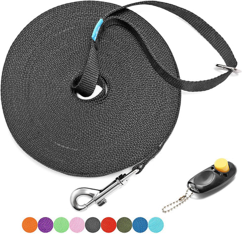 BAAPET 15 ft 20 ft 30 ft 50 ft 100 ft Long Dog Training Leash for Dog Training, Play, Camping, or Backyard Lead with Training Clickers for Small, ...