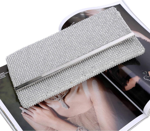 Tanpell Women's Soft Rhinestone Crystal Evening Clutch Bags Bling Purse with Detachable Chain for Prom Party...