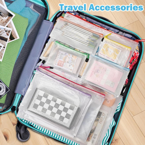 20pcs Mesh Zipper Pouch Bags,9 Sizes Plastic Zipper Bags for Organization,Reusable Zipper Pouches for Puzzle Board Game Storage,for Travel School ...