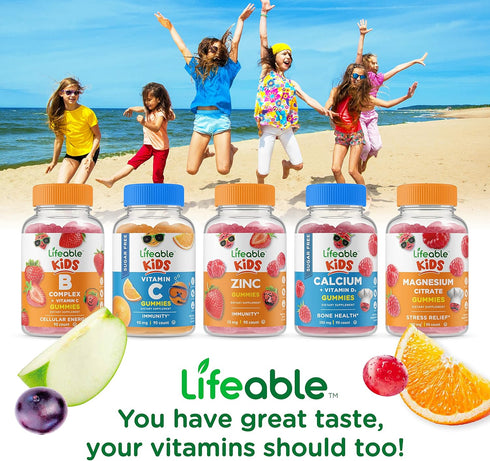 Lifeable Vitamin D for Kids 1000 IU - Great Tasting Natural Flavor Gummy Supplement - Gluten Free Vegetarian GMO Free Chewable - for Strong Health...
