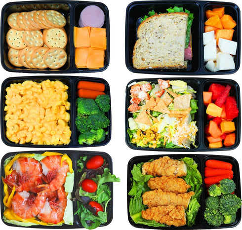 16 Pack - SimpleHouseware 2 Compartment Food Grade Meal Prep Storage Container Boxes (28 ounces)...