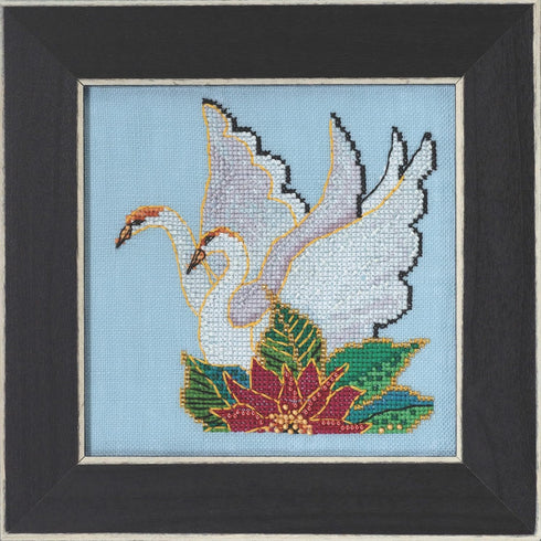 Mill Hill White Swans Beaded Counted Cross Stitch Kit 2023 Laurel Burch Birds Collection LB302312 Multi, 5 x 5 inches...