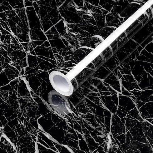 Decoroom Black Marble Contact Paper, Marble Peel and Stick Wallpaper for Counter Top Covers, Self Adhesive Marble Wallpaper for Kitchen Cabinet Vi...