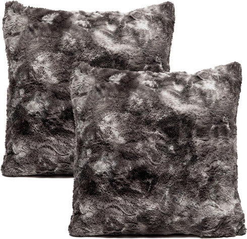 Chanasya Premium Wolf Throw Pillow Covers - Plush, Faux Fur Decorative Pillow Covers - Great for Bed or Sofa - 18" x 18” - Gray, 2 Covers...