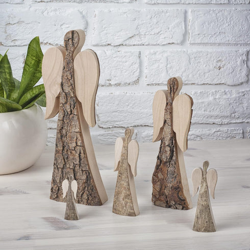 Wooden Angel Figurine, Rustic Angel Figurines in Memory of Loved One, Guardian Angel Statue, Christmas Angel Decor, Bereavement Gifts, Condolence ...