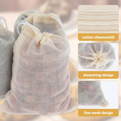 32Pcs Spice Bags for Cooking, 3.15 X 4inch Empty Tea Bags Reusable Tea Bags, Muslin Bags with Drawstring, Tea Filter Bags Cheesecloth Bags for Hom...