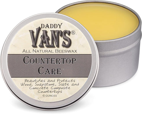 Daddy Van's® All Natural Beeswax Countertop Care for Soapstone, Slate, Concrete Composite and Butcher Block Counter Tops - Food Safe, Chemical-Fre...
