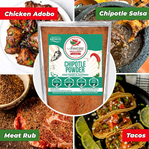 Chipotle Chili Powder Seasoning 4oz – Natural and Premium. Great For Meats, Grilling Rubs, Sauces, Salsa. Medium to High Heat - Sweet & Smoky Flav...