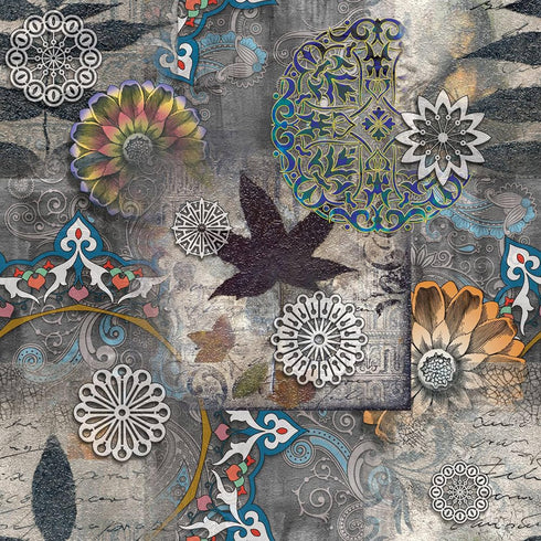 Scandinavian Classical Floral Peel and Stick Wallpaper, 17.71in X 118.1in Self Adhesive Removable WallPaper Gray and Brown Contact Paper Waterproo...