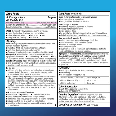 Amazon Basic Care Nighttime Cold & Flu Relief, Pain Reliever, Fever Reducer, Cough Suppressant & Antihistamine Liquid, Original Flavor, 8 fl oz (P...