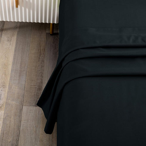Sfoothome Twin Flat Sheet Black Top Sheet, Premium Hotel 1-Piece, Luxury and Soft 1500 Thread Count Quality Bedding Flat Sheet, Wrinkle-Free, Stai...