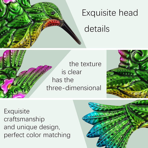Yardancer Hummingbird Wall Art Decor 3pcs, Metal Hummingbird Decor Hanging for Bathroom Bedroom Living Room Kitchen Terrace -Wall Sculpture Art, H...