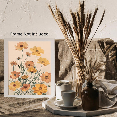 Posterizer 1 pcs-dainty yellow wild flowers-minimalist aesthetic-Floral & Botanical Art-Abstract & Modern Art-Decor for Home & Office- UNFRAMED Wa...
