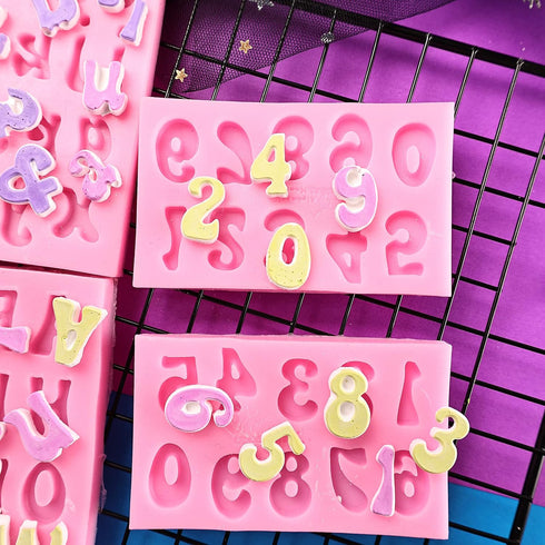 Letters Molds and Numbers Molds, Silicone Fondant Mold Chocolate Molds, 0-9 Number and 26 Letters Silicone Molds for Baking Desserts and Cake Deco...