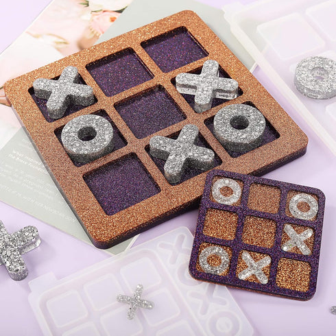 LET'S RESIN Large Tic Tac Toe Resin Mold 2Pcs, Tic Tac Toe Molds for Resin Casting, Large Epoxy Resin Silicone Molds for DIY Tabletop Board Game,T...