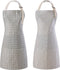 Tosewever 2 Pieces Kitchen Cooking Aprons, Waterproof Linen Adjustable Bib Aprons with 2 Pockets for Women Men Chef (Grey Stripes/Plaids, 2)...