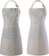 Tosewever 2 Pieces Kitchen Cooking Aprons, Waterproof Linen Adjustable Bib Aprons with 2 Pockets for Women Men Chef (Grey Stripes/Plaids, 2)...