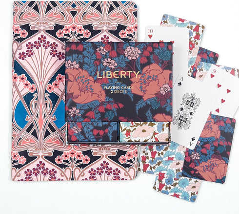 Galison Liberty Floral Playing Card Set from 2 Standard Size Playing Card Decks with Unique Floral Artwork, Sturdy Exterior Drawer Box with Foil-S...