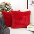 YOUR SMILE Pack of 2, Christmas Decorative New Luxury Series Merino Style Faux Fur Throw Pillow Case Cushion Cover 18" x 18"(Red)...