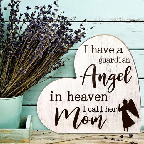 Jetec Bereavement Gift Sympathy Memorial Decor Wooden Heart Shaped Sign Memorial Sign for Loss of Mother Grief Funeral Sorry for Loss Loving Mom...