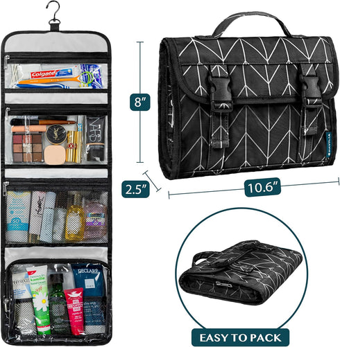 PAVILIA Travel Hanging Toiletry Bag for Women Men, Large Capacity Makeup Bag Kit, Waterproof Cosmetic Storage Organizer Case for Bathroom Shower, ...