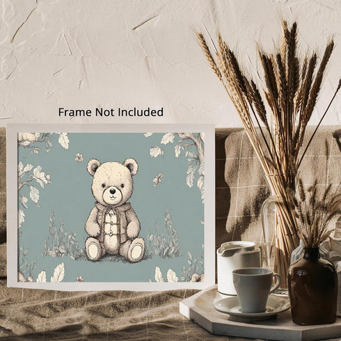 Posterizer 1 pcs- Cute bear cub with a blue background-Art for Animal Lovers-Kids Room Art-Gift for Daughter, Son, Kids-Decor for nursery toddlers...