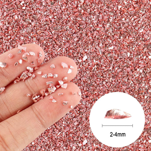 Ceya 5.3oz/ 150g Crushed Irregular Glass Rose Gold Metallic Crystal Chips Broken Glass Glitter 2-4mm Craft Glitter for Nail Arts Epoxy Resin Coast...