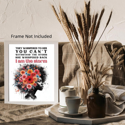 Posterizer 1 pcs-i am the storm-positive quote-Afro-American Art Collection-Inspirational Women's Art-Gifts for Women-Living Room Bedroom Decor- U...